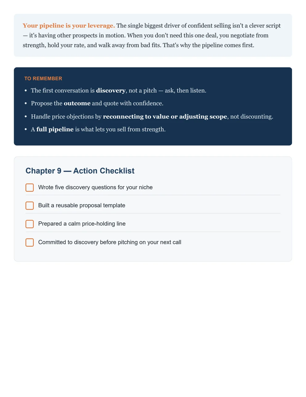 Page 38 — the action checklist that closes the chapter.