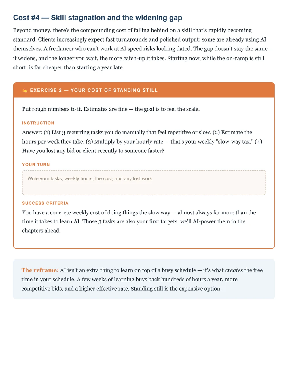 Playbook, p.11 — a real chapter, with the exercise that follows it.