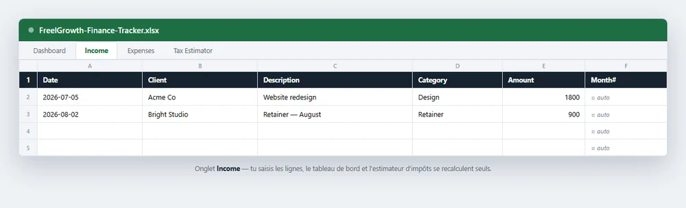 Finance Tracker — log income and expenses; the dashboard and tax estimator follow.